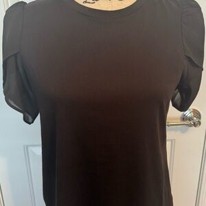NWT Michael Kors Black Puff Sleeve Round Neck Top Small